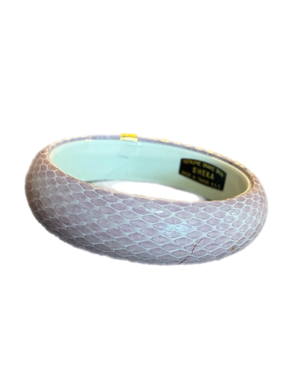 Vintage Sheka Genuine Snakeskin Bangle Bracelet Pink Textured Bohemian Gypsy